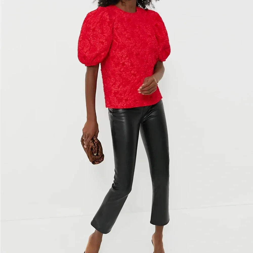 HYACINTH HOUSE  Red Jacquard Noelle Blouse